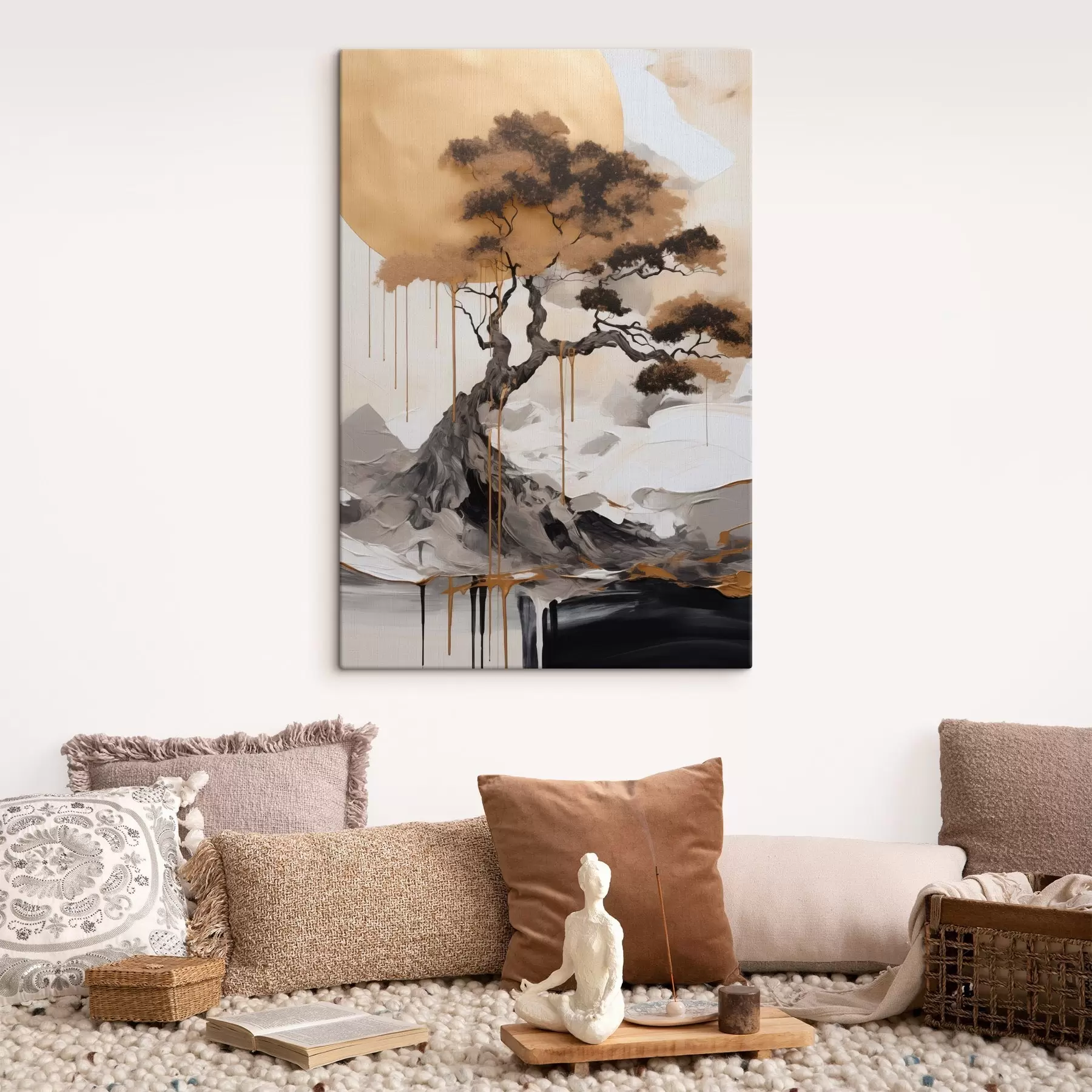 Pilt Dekoratiivne bonsai-puu, abstraktne maal s49785