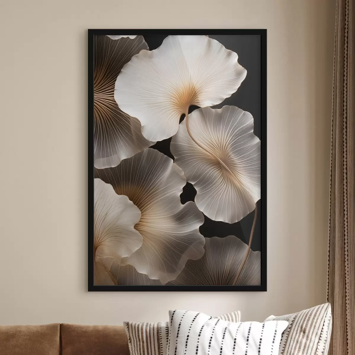 Plakat Läbipaistvad ginkgo lehed tumedal taustal f49784