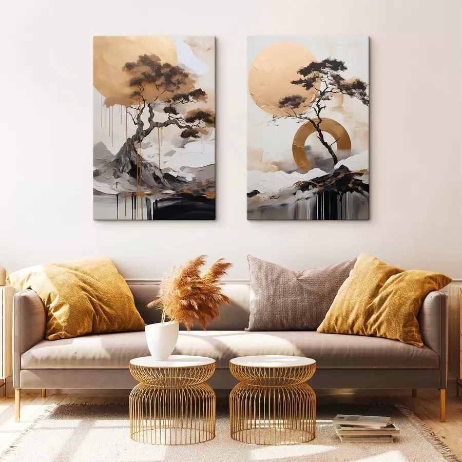 Pilt Dekoratiivne bonsai-puu, abstraktne maal m30688
