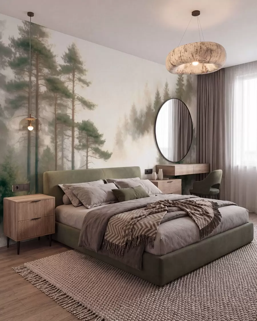 Fototapeedid Päikesetõus mändide vahel w09916