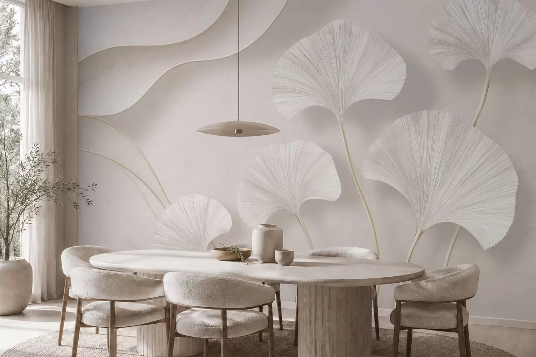 Fototapeedid Hele ginkgo lehed pehme marmorist taustal w05734v1