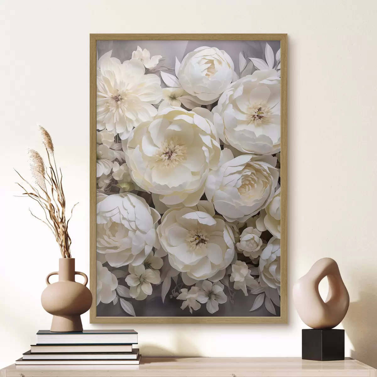 Plakat Valged pojengid f50034