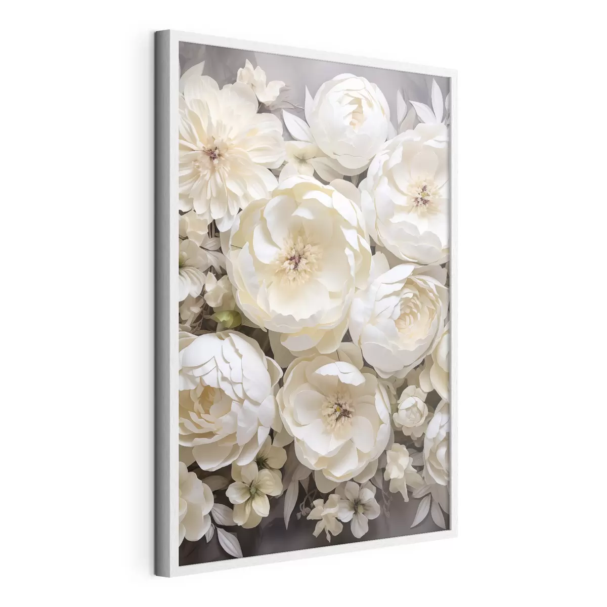 Plakat Valged pojengid f50034