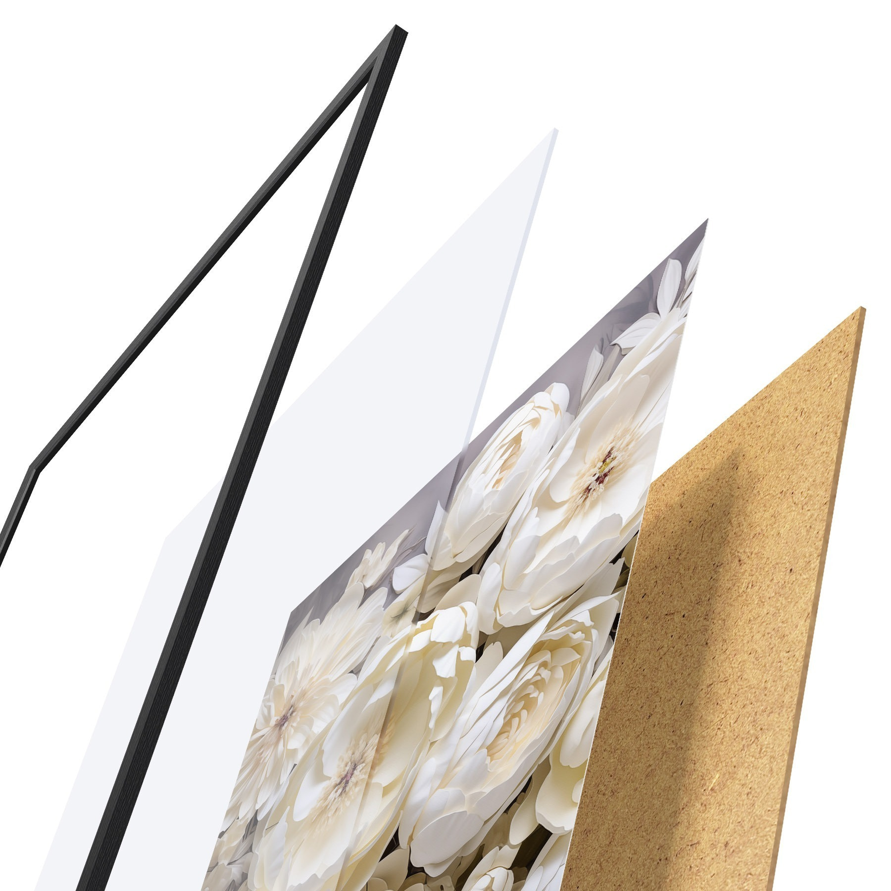 Plakat Valged pojengid f50034