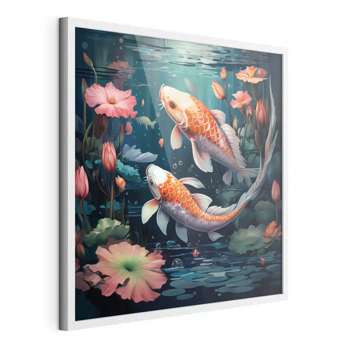 Plakat Koi-karpkalad ja lootosed f50038