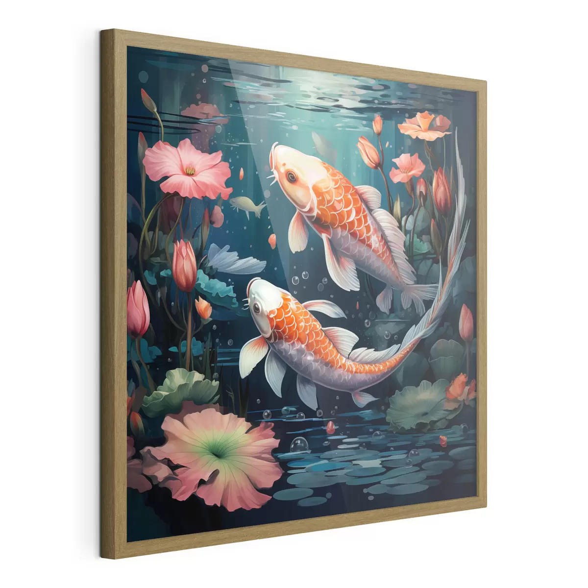 Plakat Koi-karpkalad ja lootosed f50038