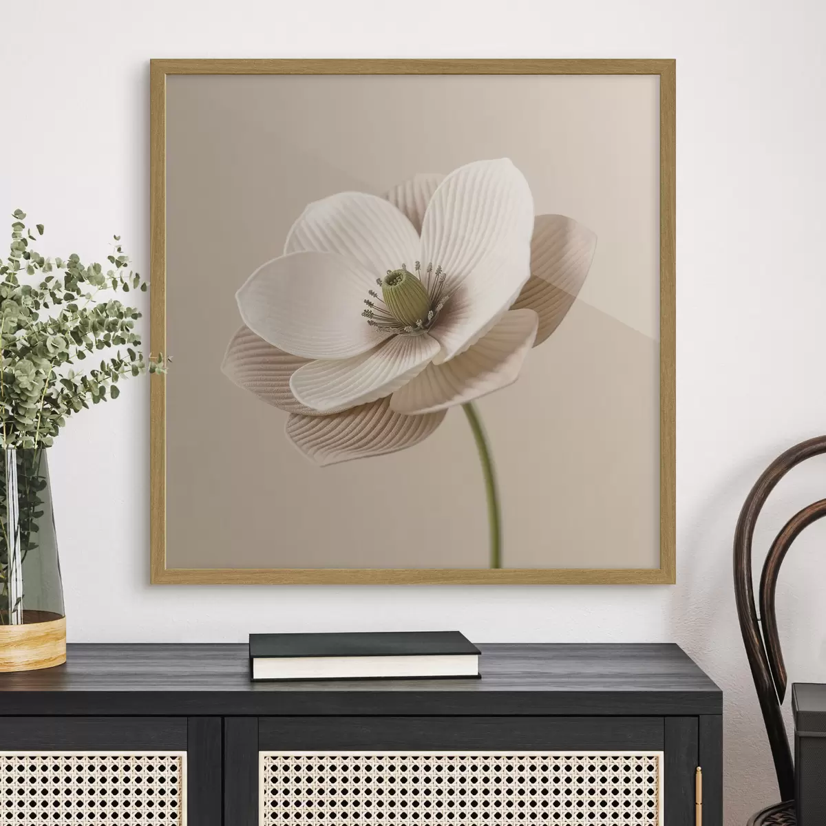 Plakat Minimalistlikus stiilis lill tekstuurse kroonlehtedega beežides toonides f49719