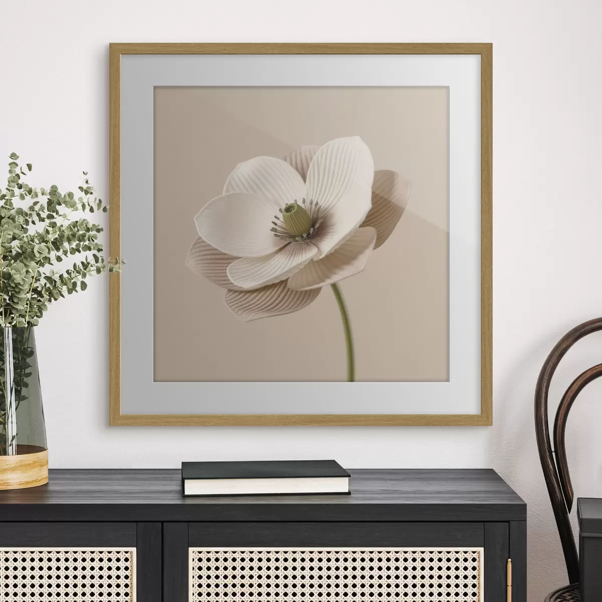 Plakat Minimalistlikus stiilis lill tekstuurse kroonlehtedega beežides toonides f49719