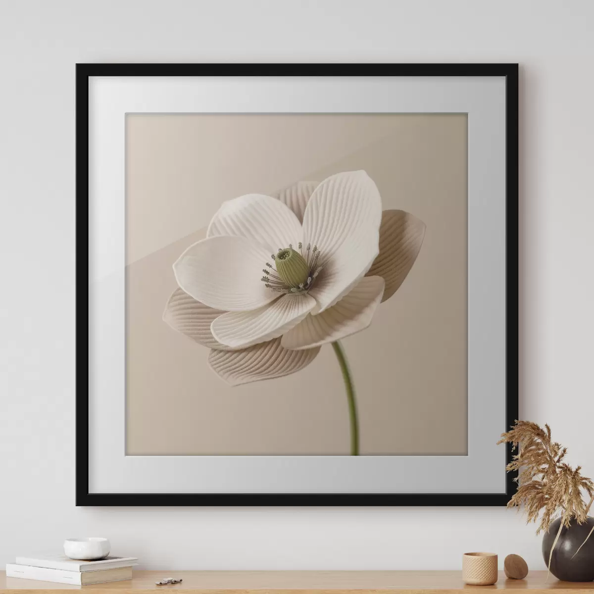 Plakat Minimalistlikus stiilis lill tekstuurse kroonlehtedega beežides toonides f49719