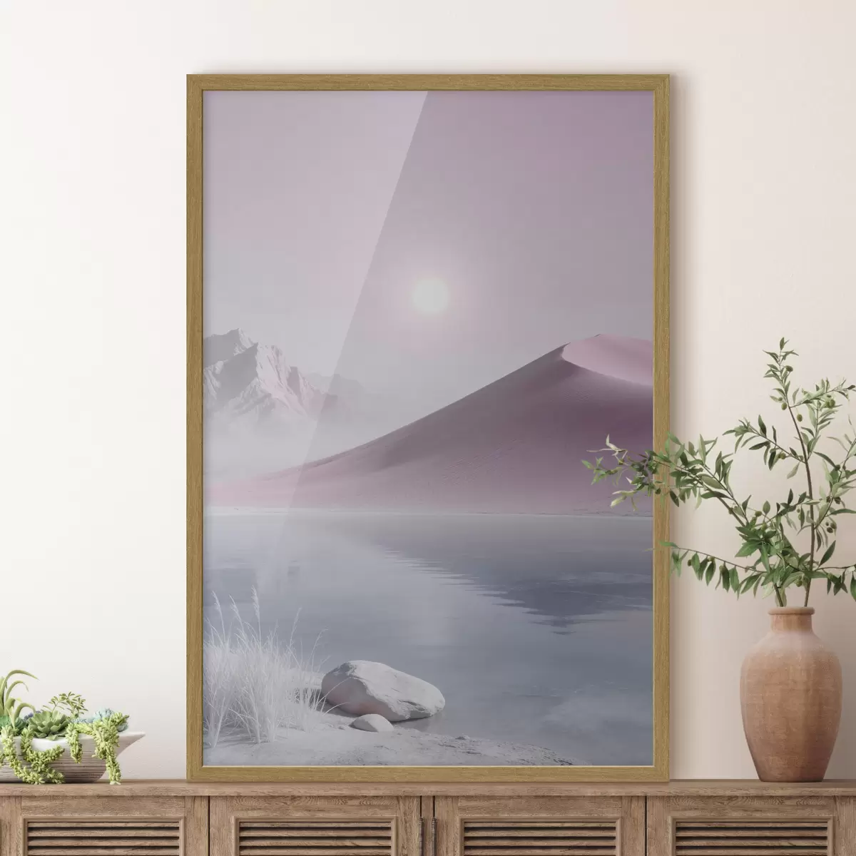 Plakat Pastelltoonides mägijärv liivase mäe lähedal f49725