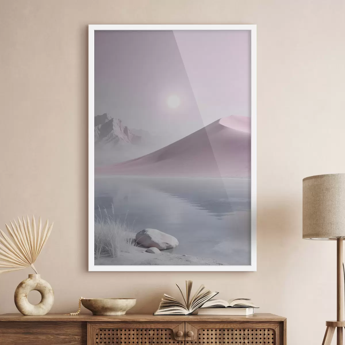 Plakat Pastelltoonides mägijärv liivase mäe lähedal f49725