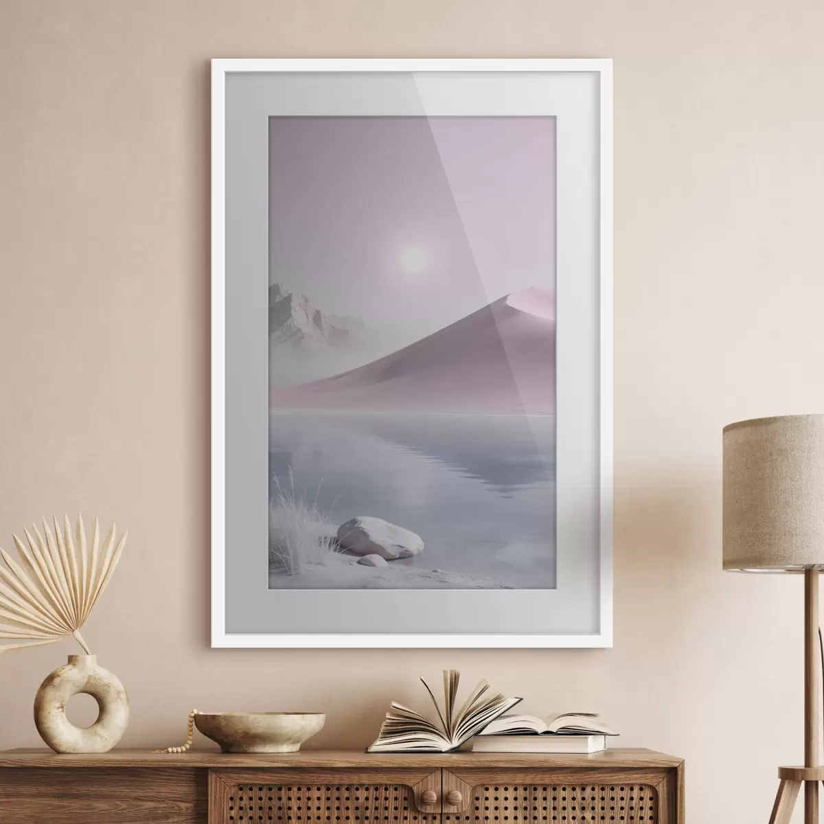 Plakat Pastelltoonides mägijärv liivase mäe lähedal f49725