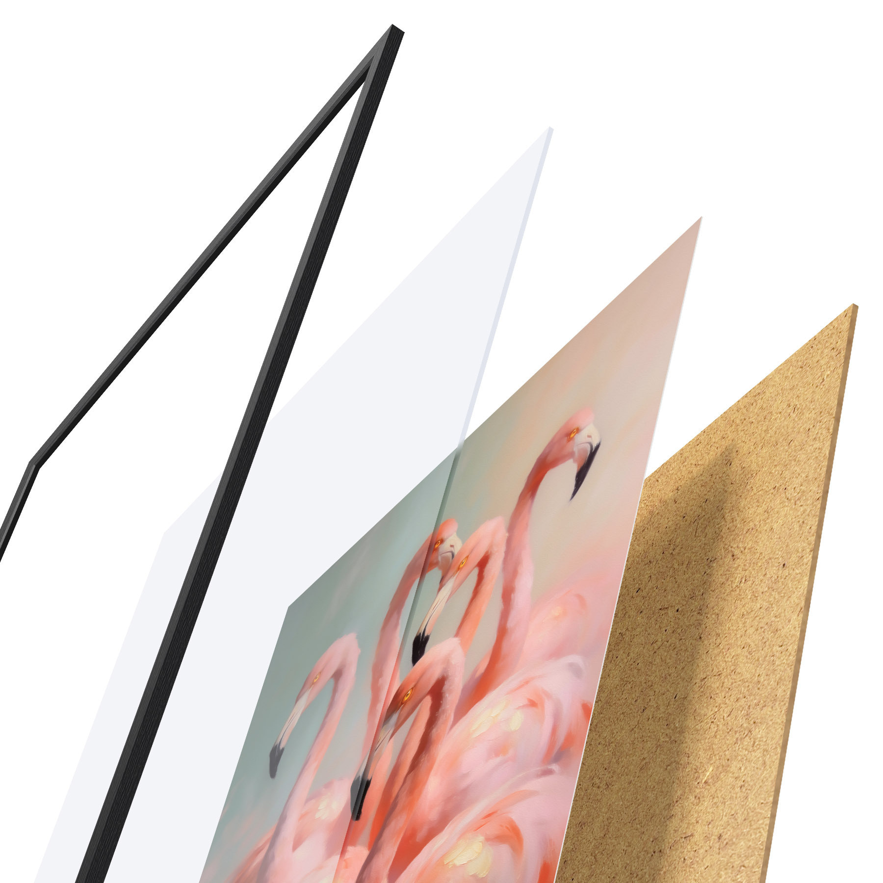 Plakat Õlimaalistiilis roosad flamingod pehmetes pastelltoonides f49726