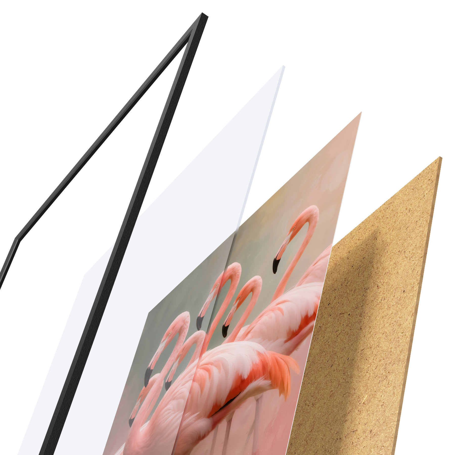 Plakat Kaasaegses maalikunstistiilis kujutatud flamingode parve dekoratiivne portree f49727
