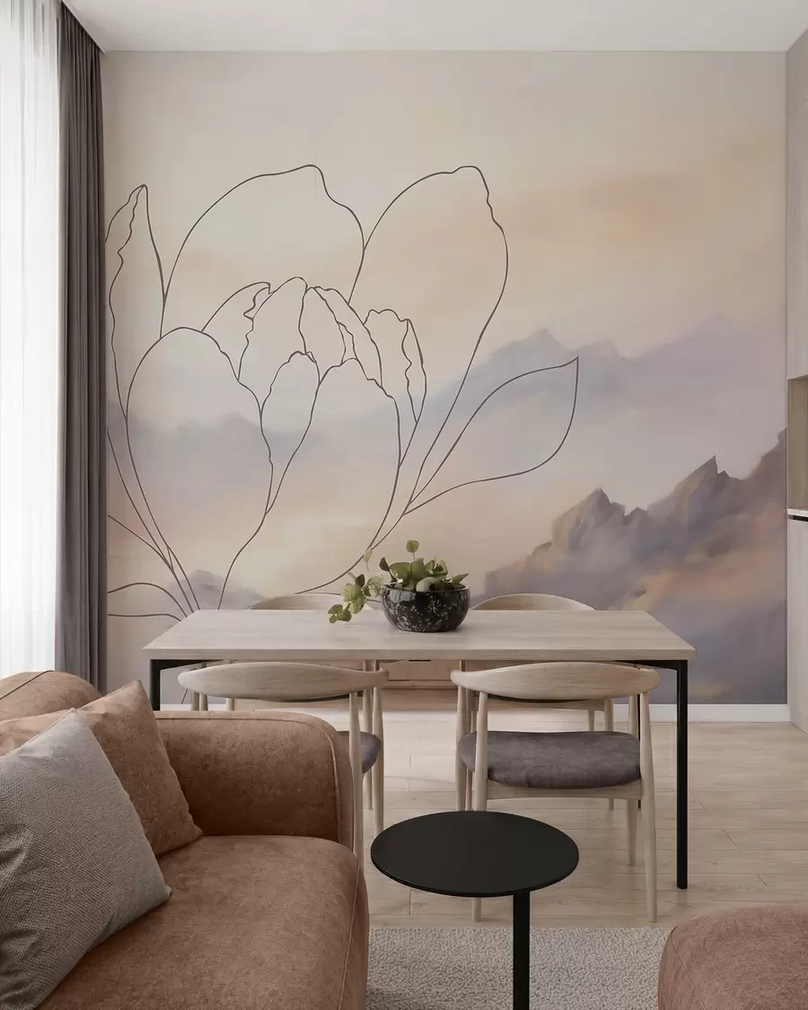Fototapeedid Mägimaastik lillese siluetiga w05788