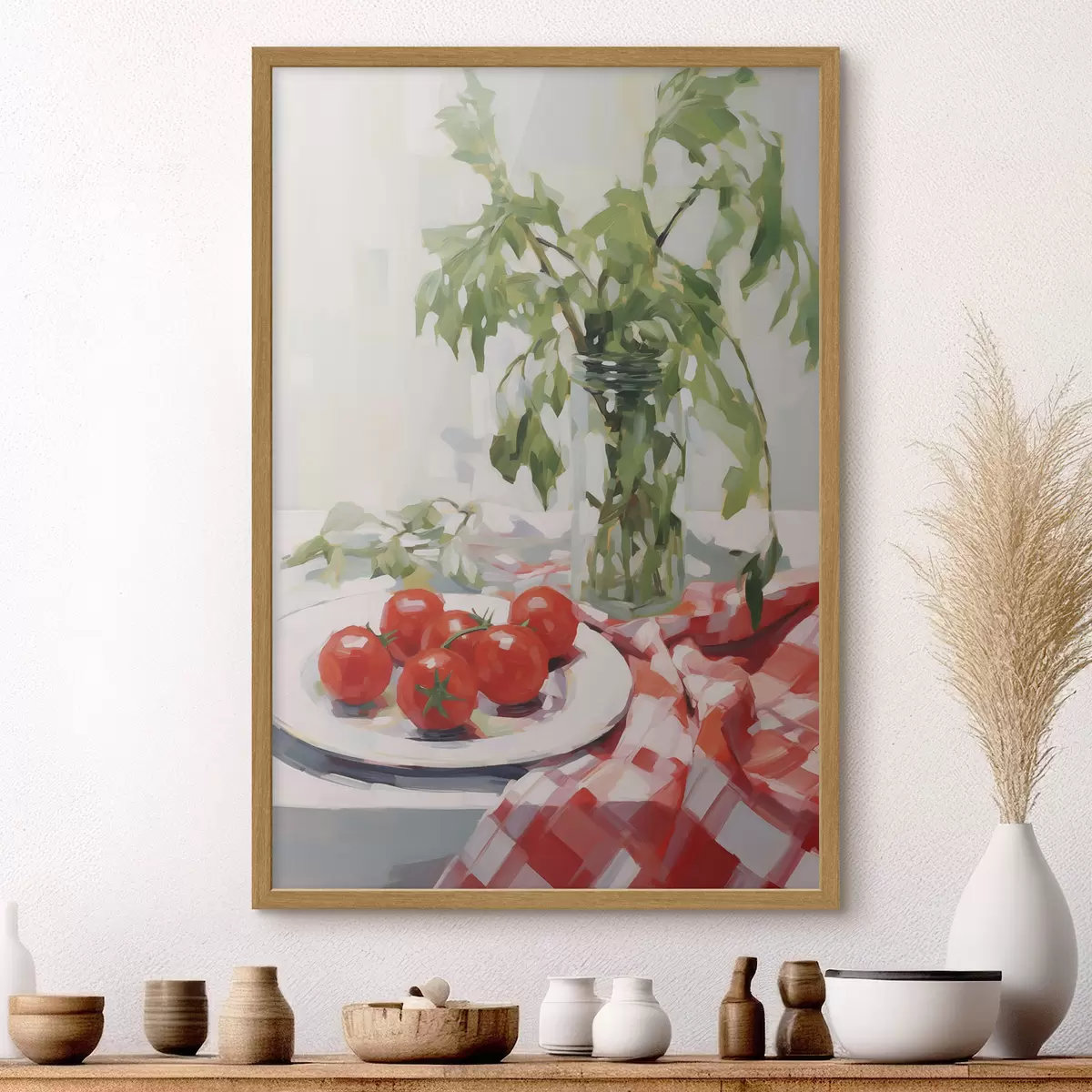 Plakat Taldrikul olevad tomatid, maaliimitatsioon f50064