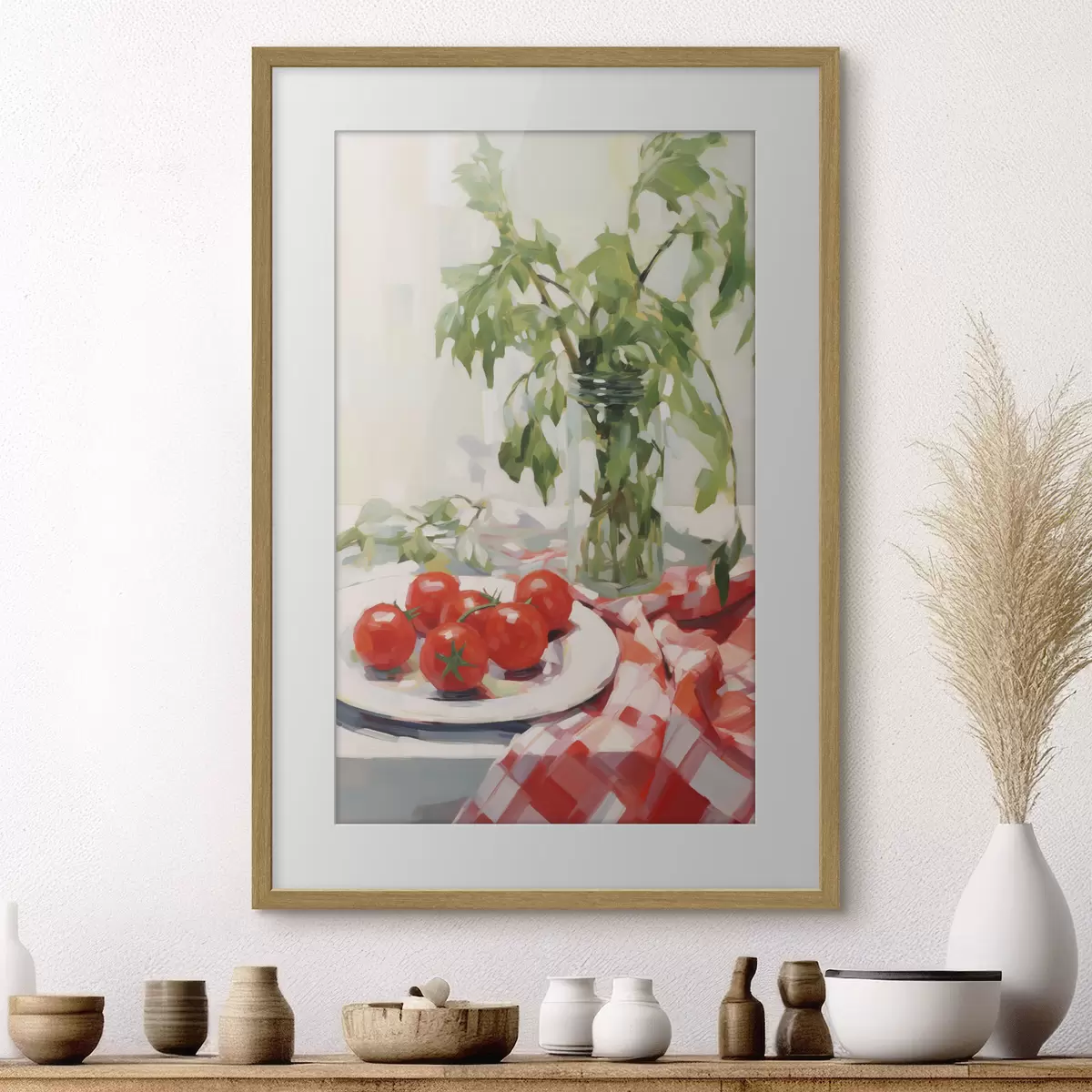 Plakat Taldrikul olevad tomatid, maaliimitatsioon f50064
