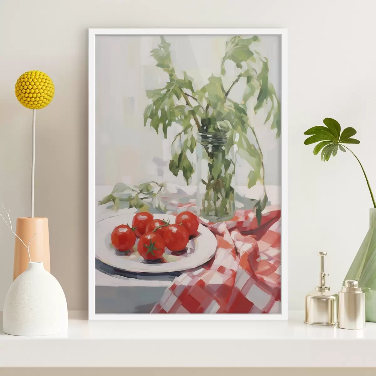 Plakat Taldrikul olevad tomatid, maaliimitatsioon f50064