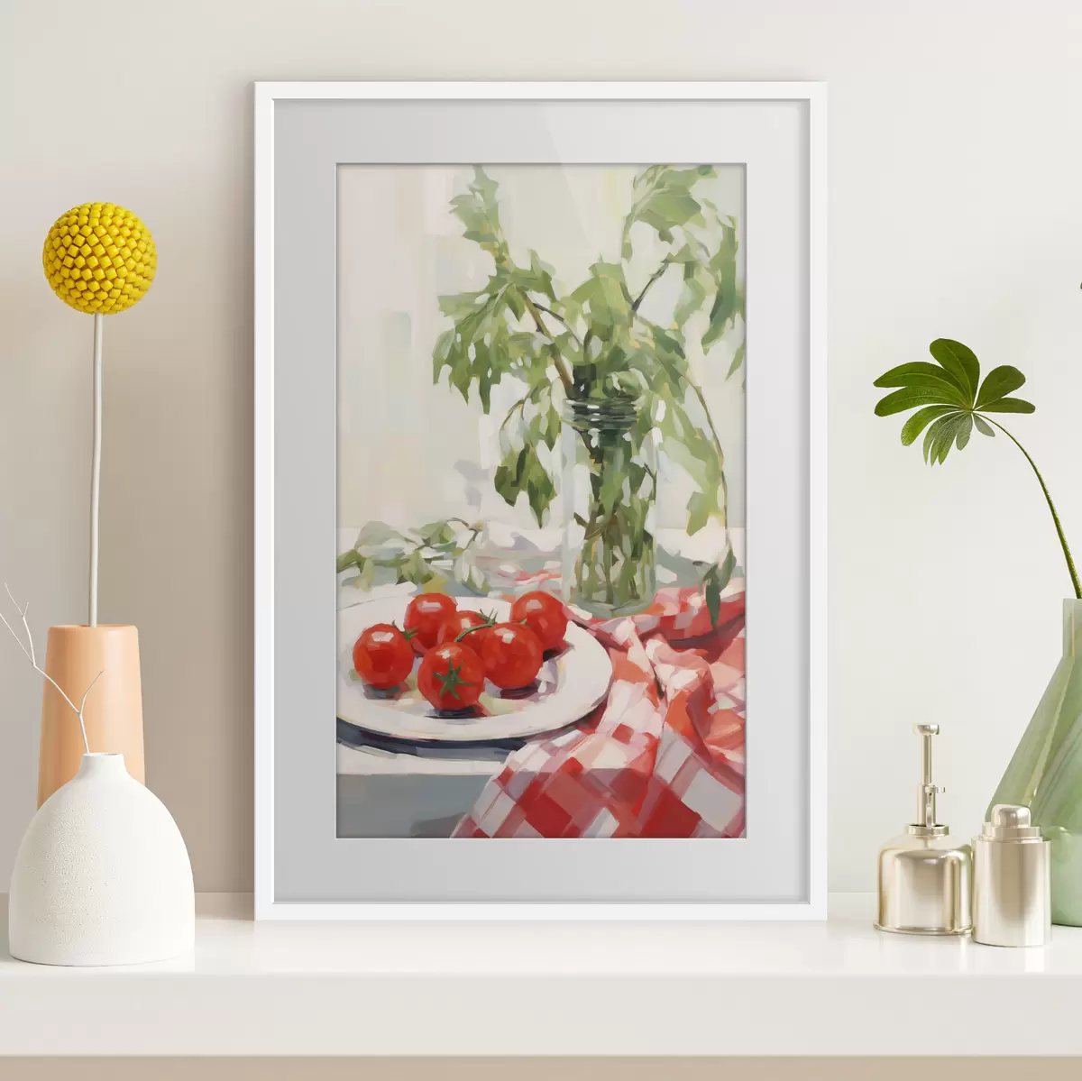 Plakat Taldrikul olevad tomatid, maaliimitatsioon f50064