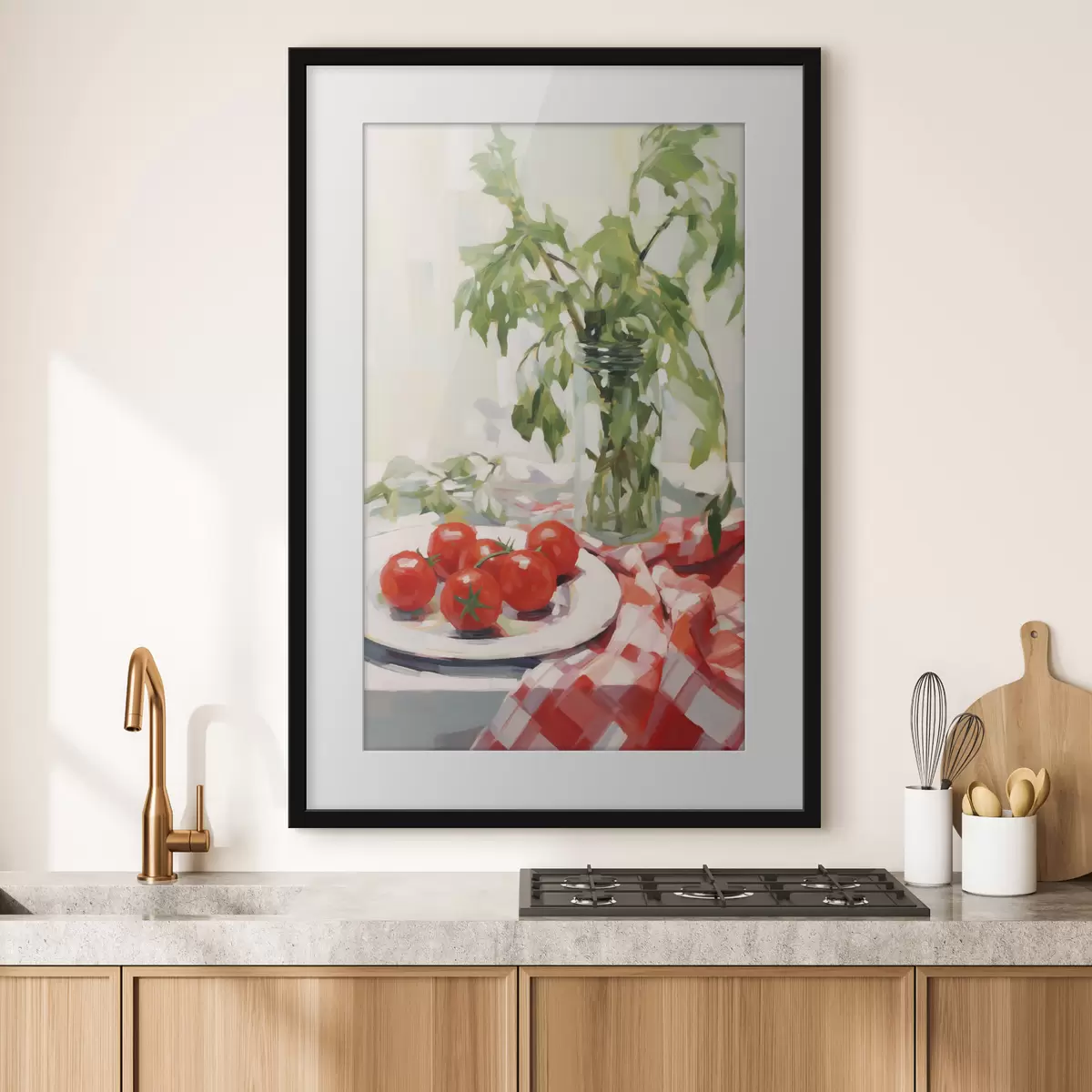 Plakat Taldrikul olevad tomatid, maaliimitatsioon f50064
