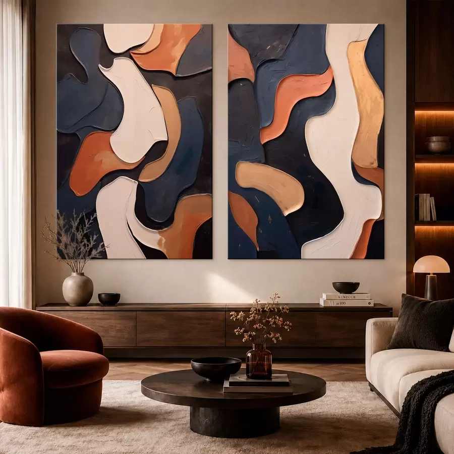 Pilt Diptych abstraktsete orgaaniliste vormidega m30745