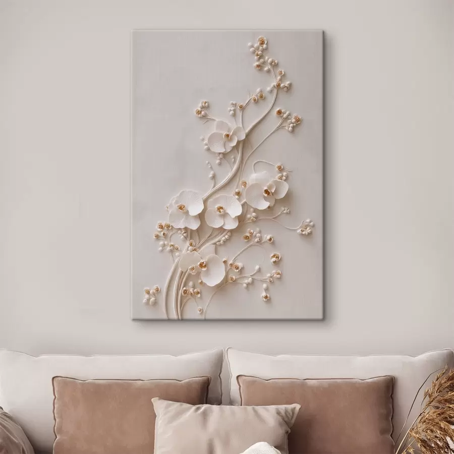 Pilt Õrnad valged orhideed elegantsetel okstel s49959