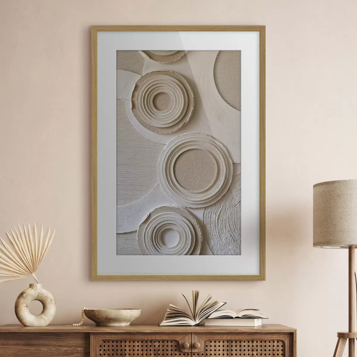 Plakat Geomeetriline kompositsioon ringidega ja reljeefse efektiga f49956