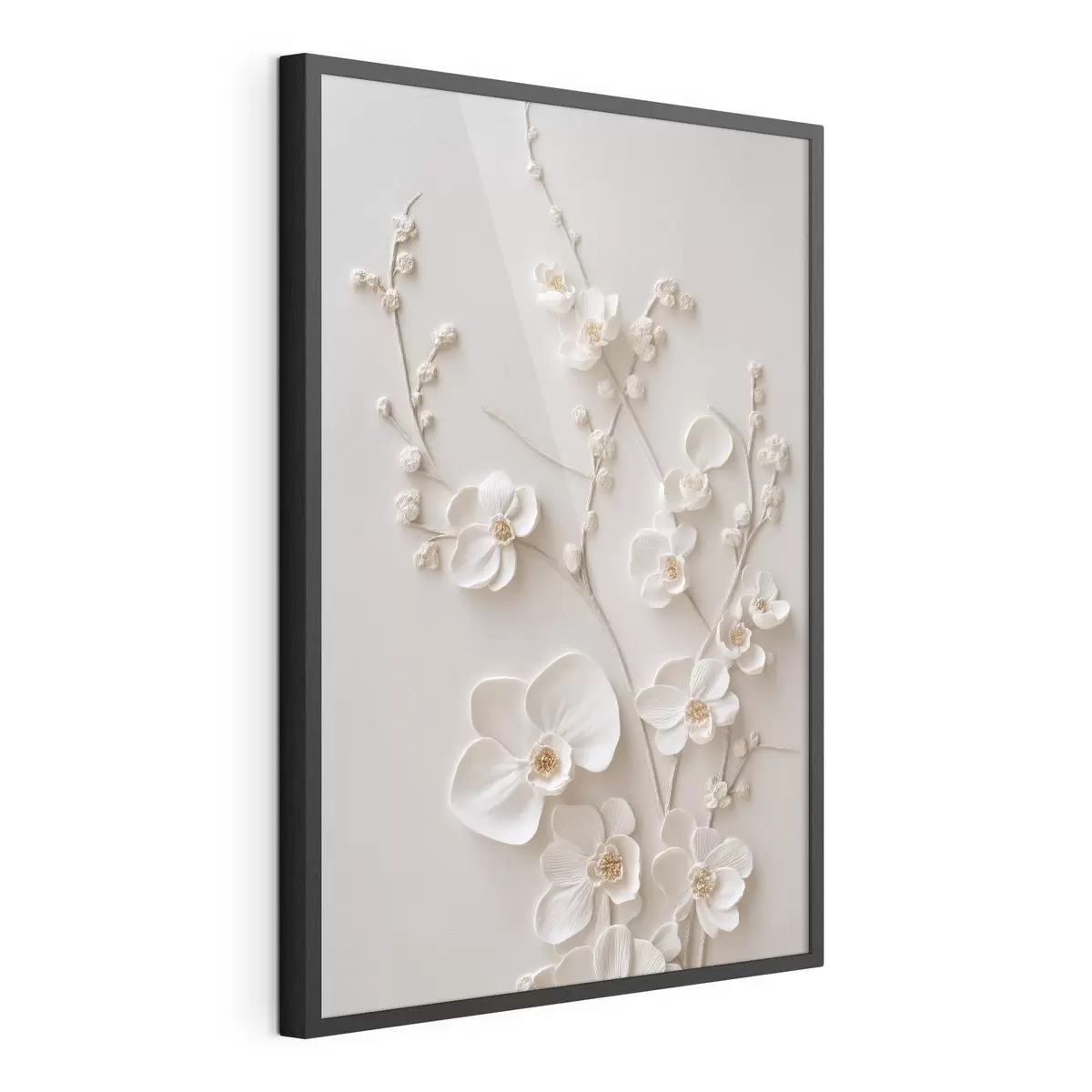 Plakat Õrnad oksad, millel on suuremahulised valged õied f49957