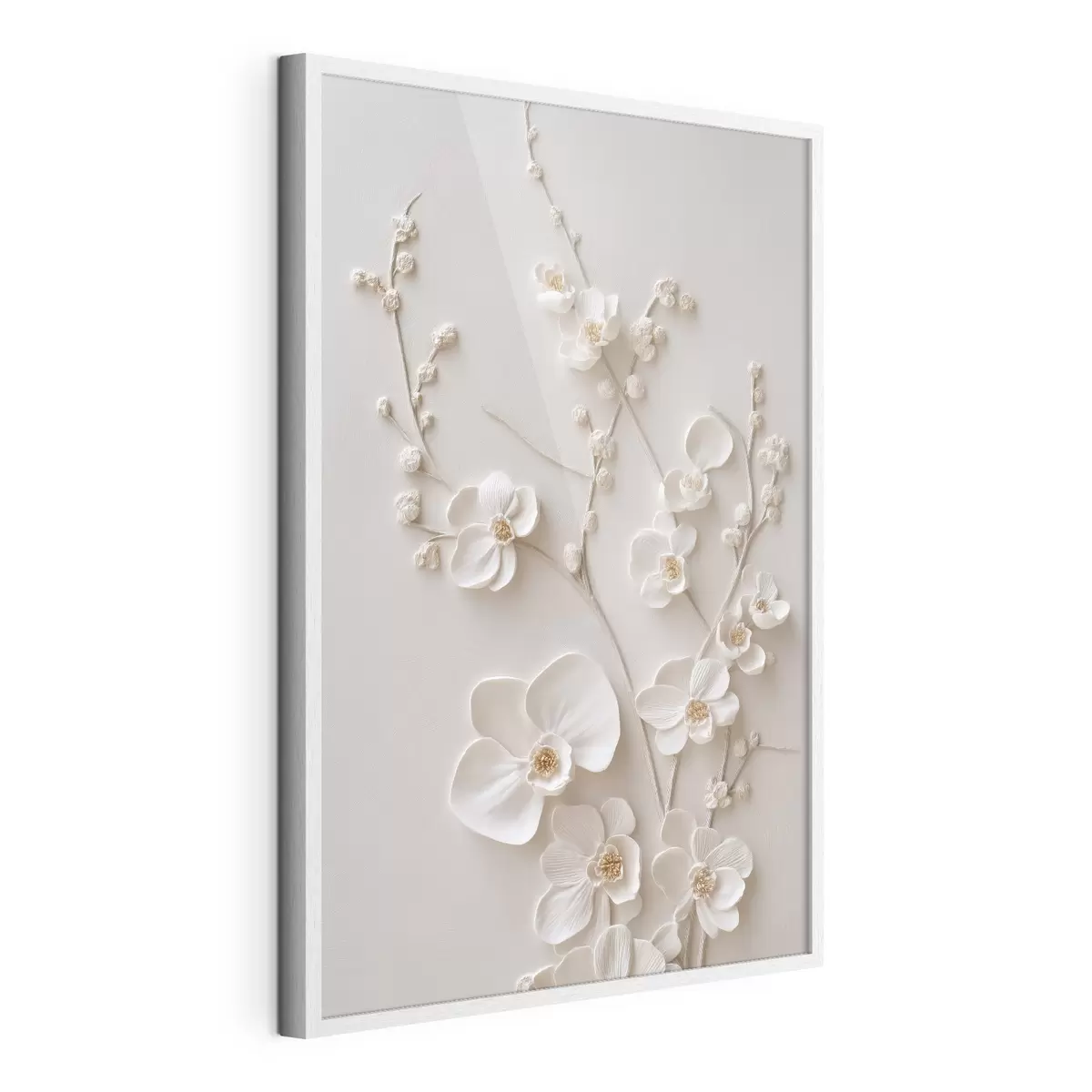 Plakat Õrnad oksad, millel on suuremahulised valged õied f49957
