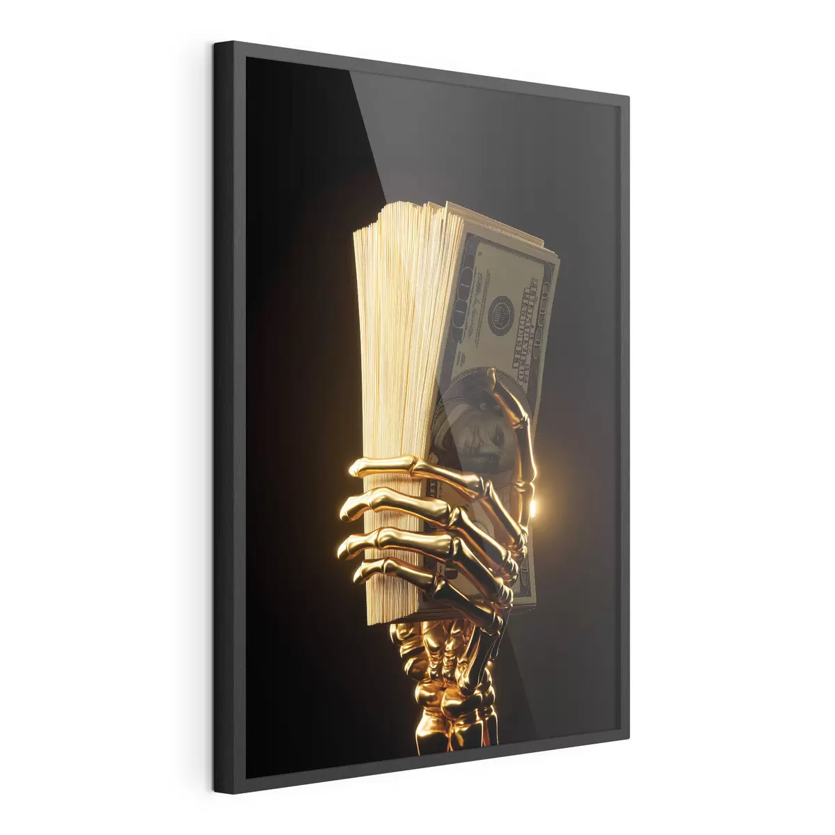 Plakat Metallist käsi, mis hoiab paberraha kimpu f49967
