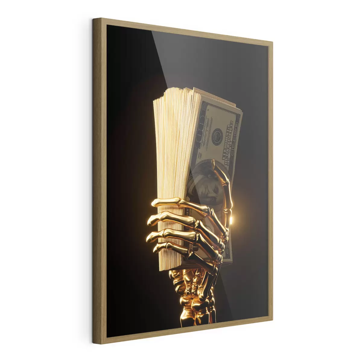 Plakat Metallist käsi, mis hoiab paberraha kimpu f49967