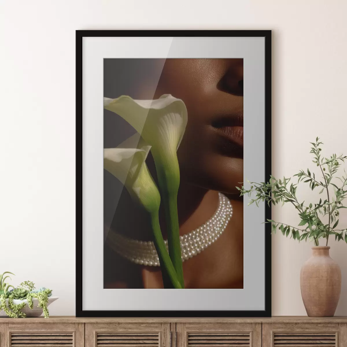 Plakat Portree valgetest lilledest pehmes valguses f49980