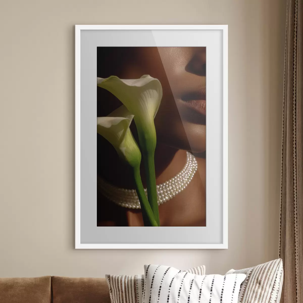 Plakat Portree valgetest lilledest pehmes valguses f49980