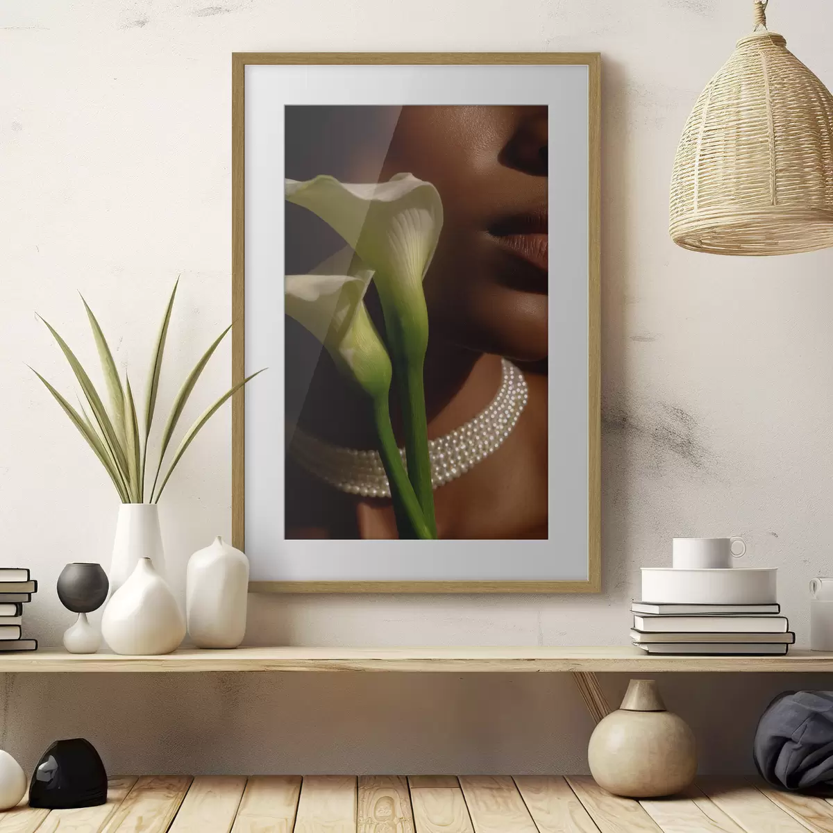 Plakat Portree valgetest lilledest pehmes valguses f49980