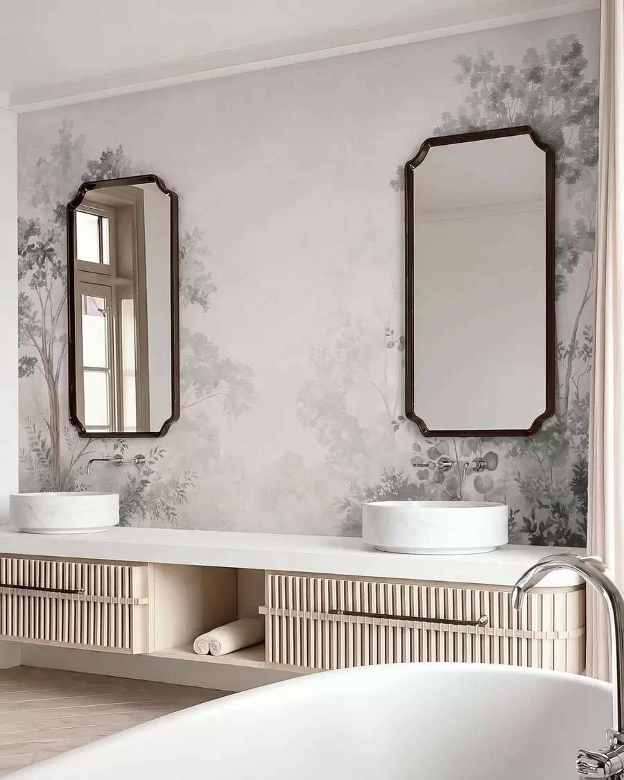 Fototapeedid Metsapuud ja rohelus kerge uduse taustal w05856v1