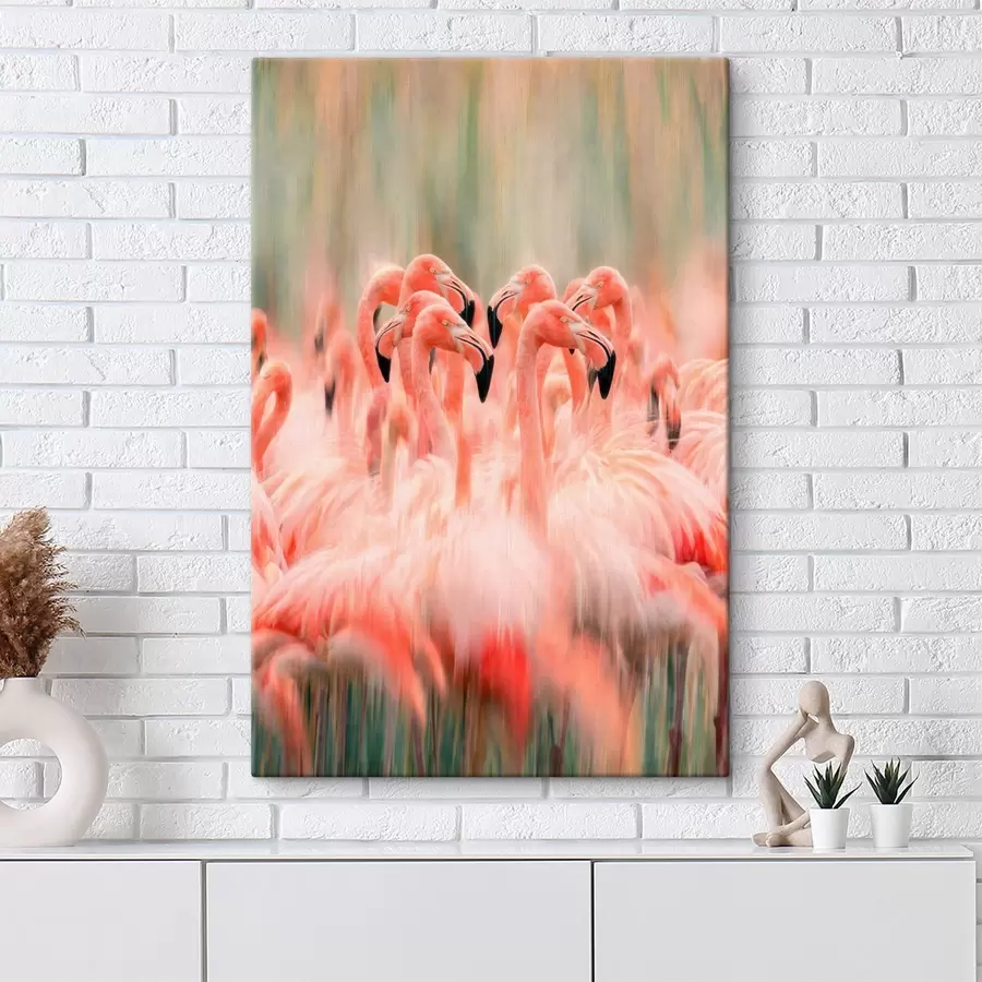 Pilt Roosade flamingode parv kunstliku hägustuse efektiga pastelltoonides s50008