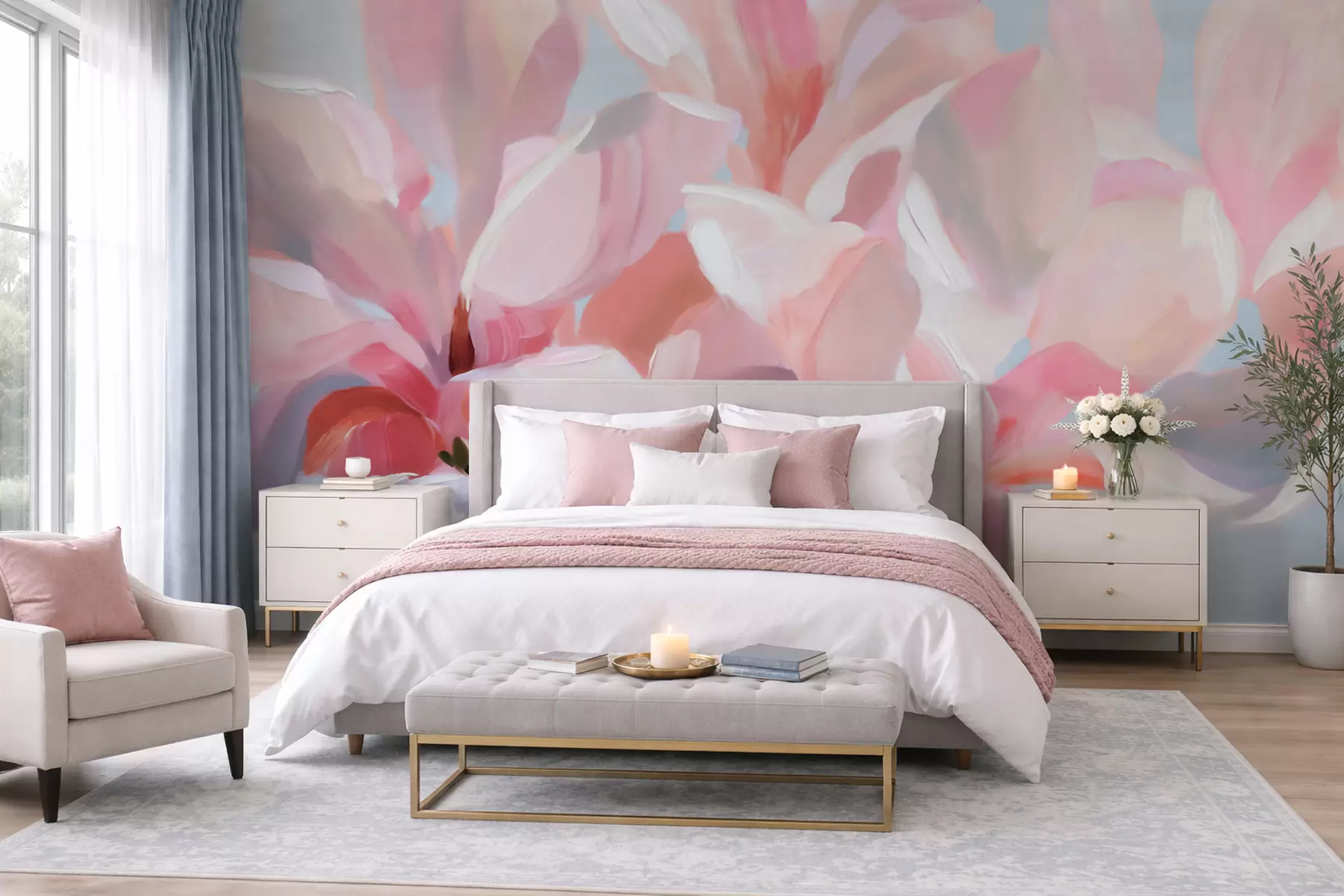 Fototapeedid Roosa magnolia lähivõte, pehme maalilise tehnika imitatsioon w10043