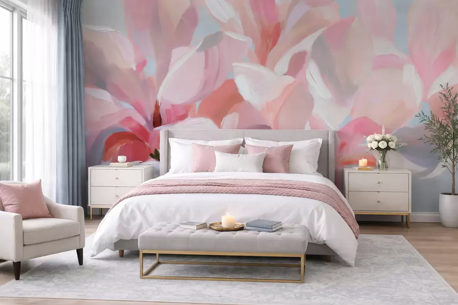 Fototapeedid Roosa magnolia lähivõte, pehme maalilise tehnika imitatsioon w10043