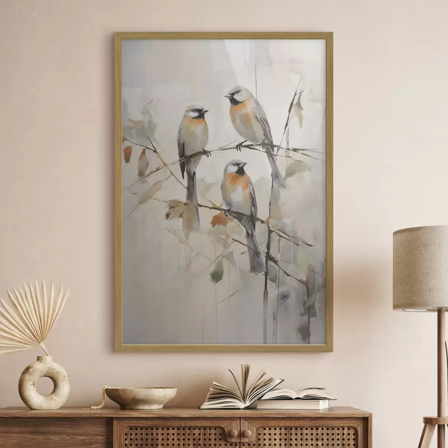 Fototapeedid Väikesed linnud, imitatsioonimaal f50839