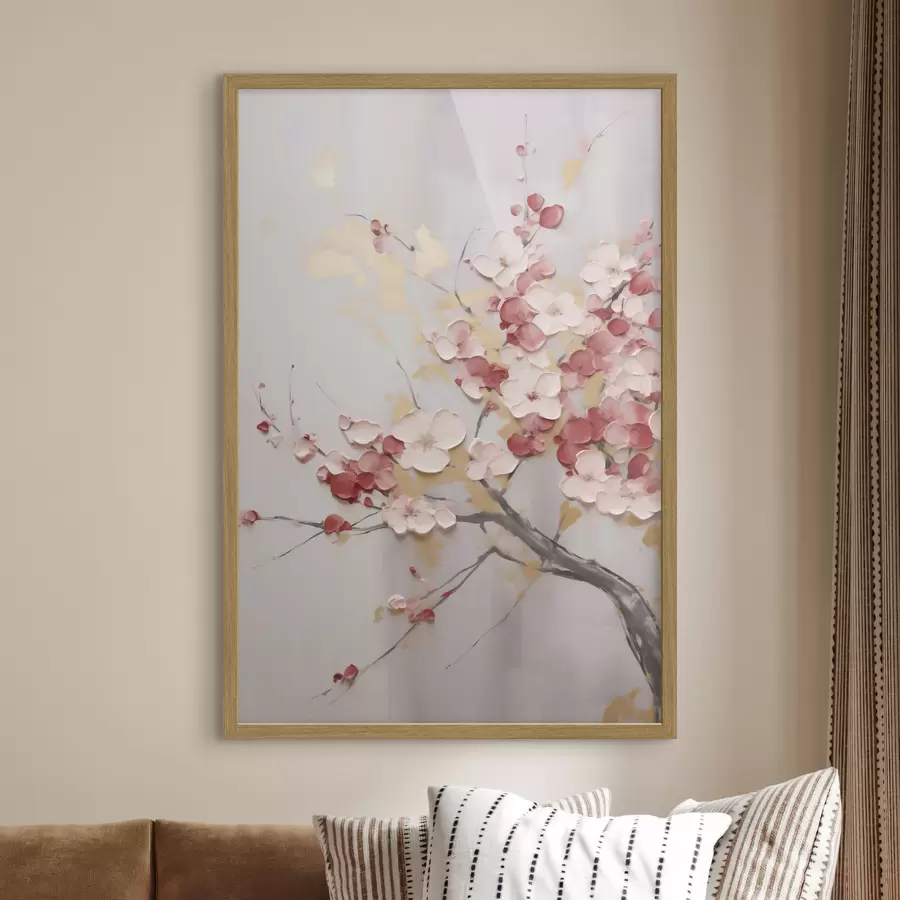 Fototapeedid Abstraktsed lilled oksal, imiteeritud maalistiilis f50843