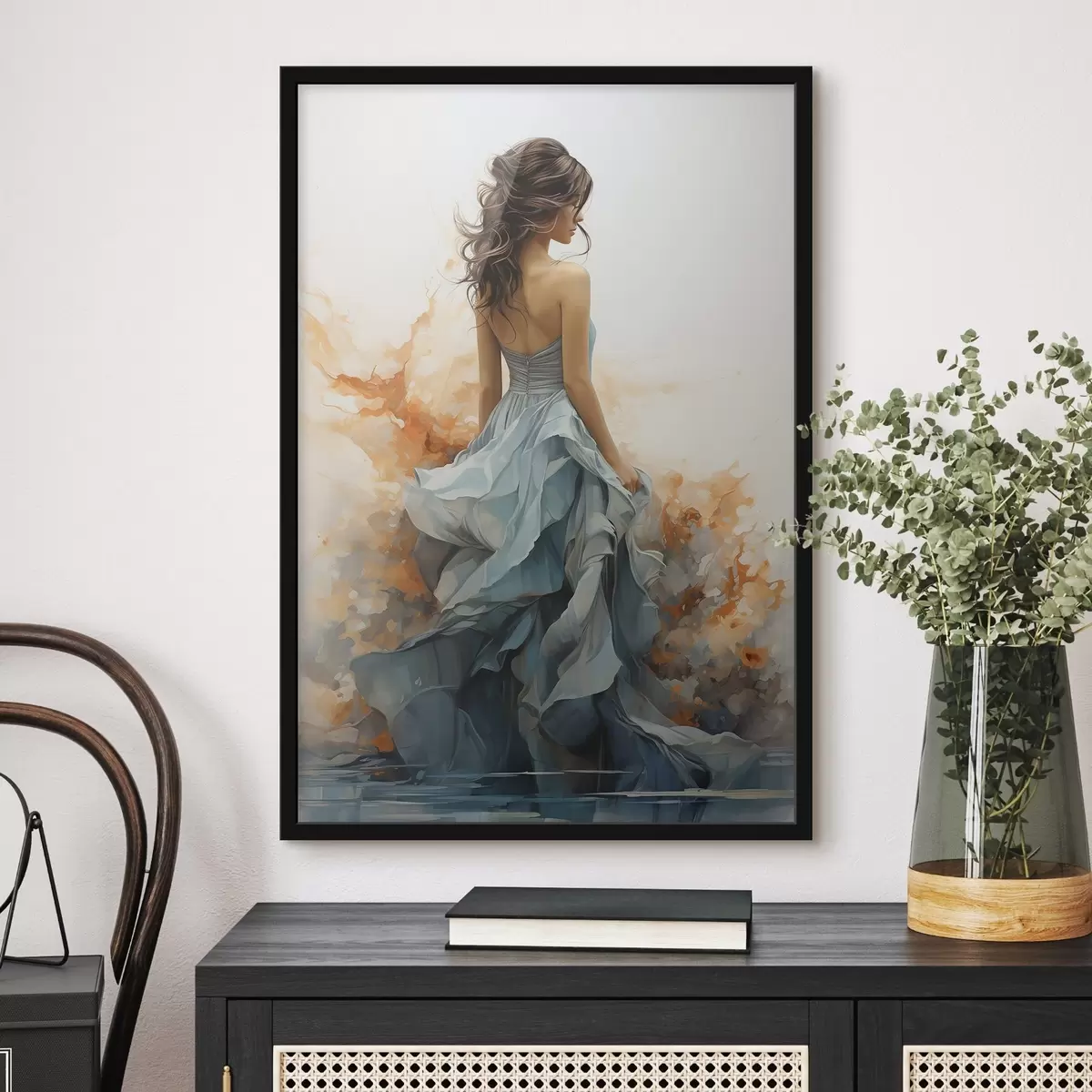 Plakat Naine lainelises sinises kleidis f50747