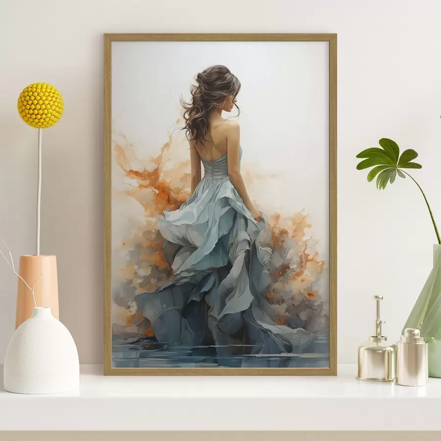 Fototapeedid Naine lainelises sinises kleidis f50747