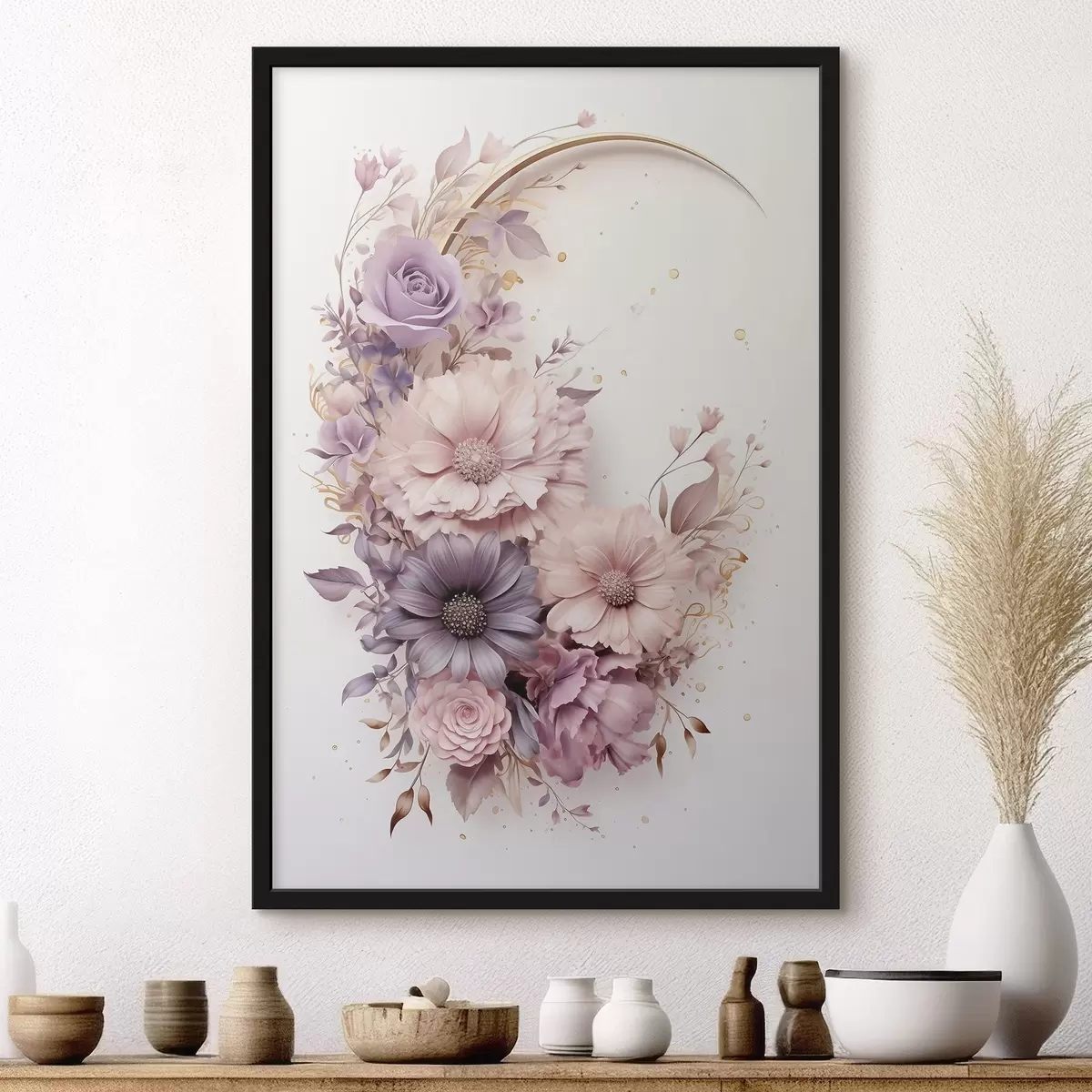 Plakat Lilla poolkuu ja pioonid f50760