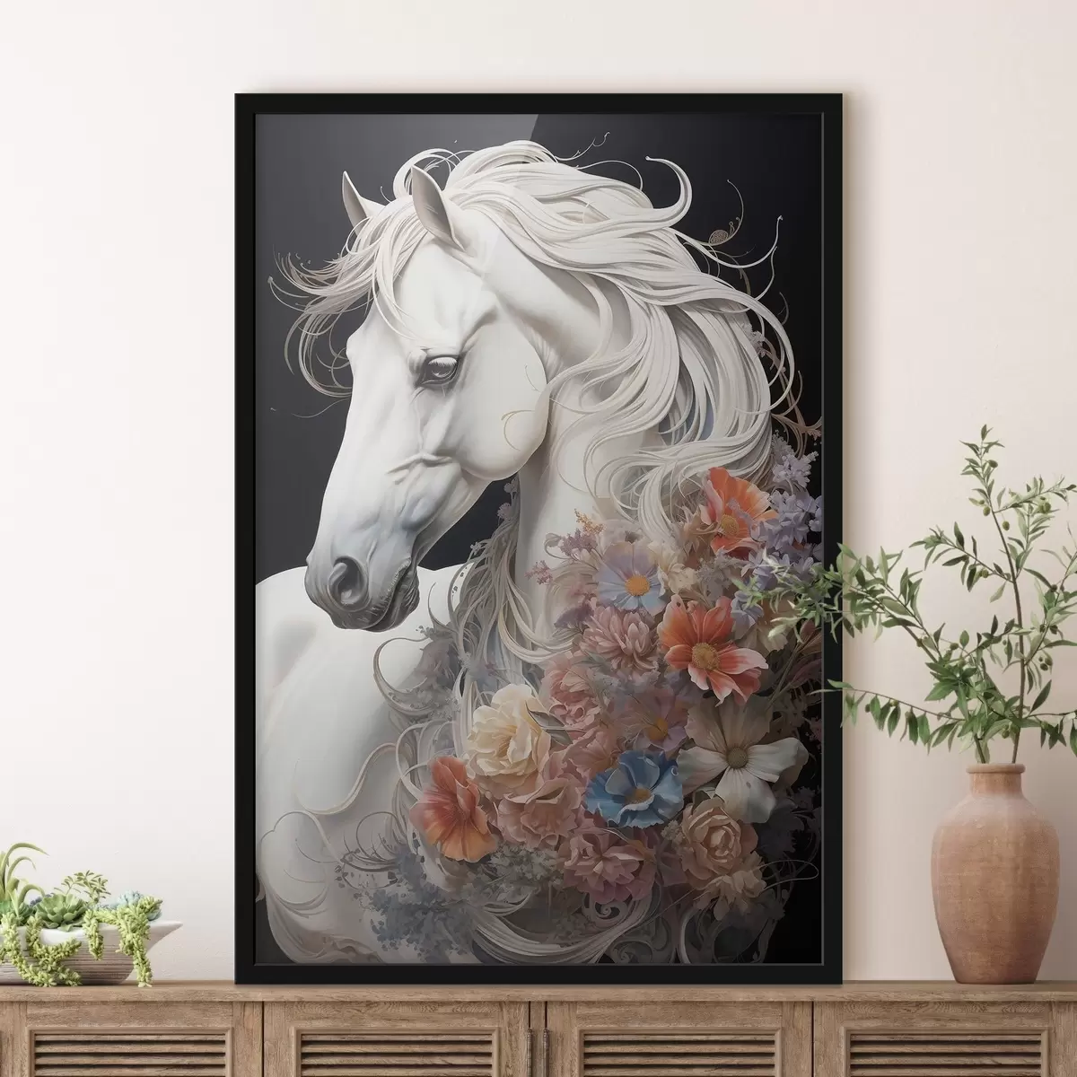 Plakat Lumivalge hobune tulise karvaga f50762