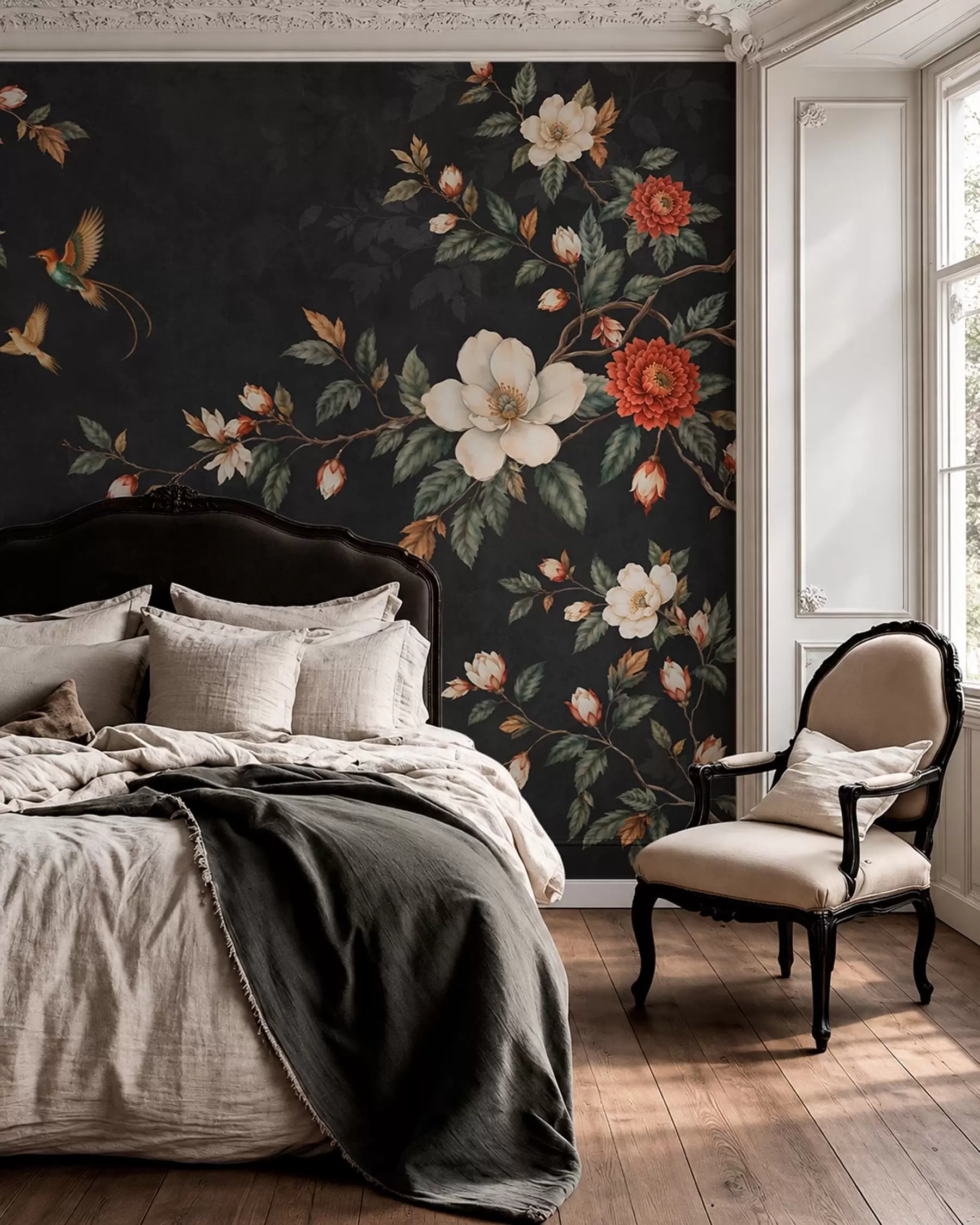 Fototapeedid Linnud mustal taustal w05927