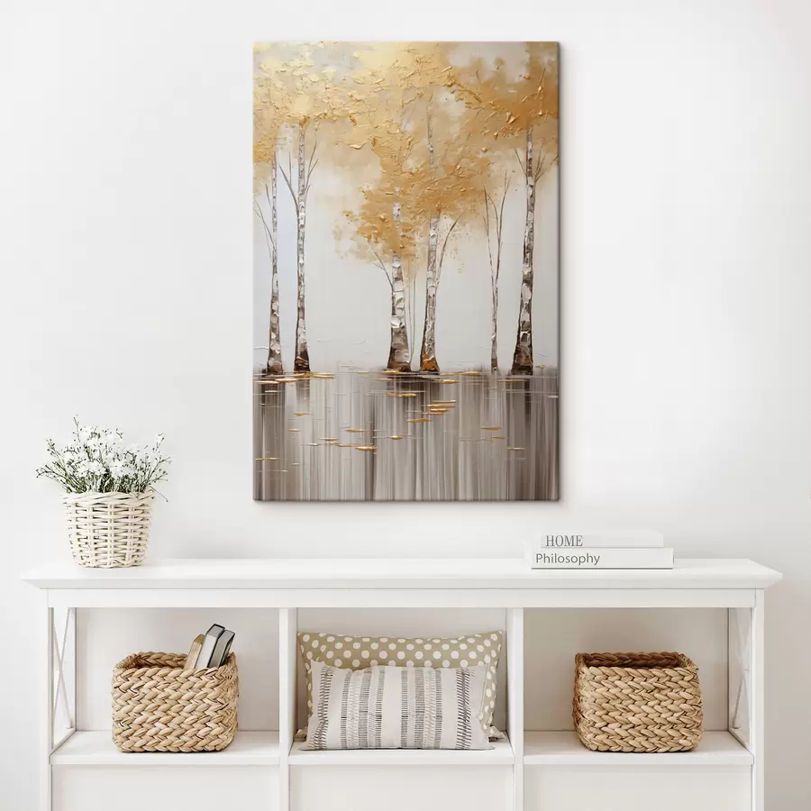 Pilt Tekstuuriga puud abstraktse lehestikuga, kaasaegne kunst s50954