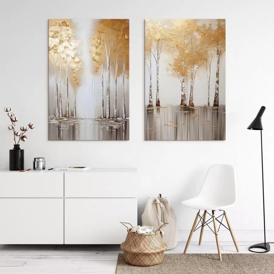 Pilt Tekstuuriga puud abstraktse lehestikuga, kaasaegne kunst m31043