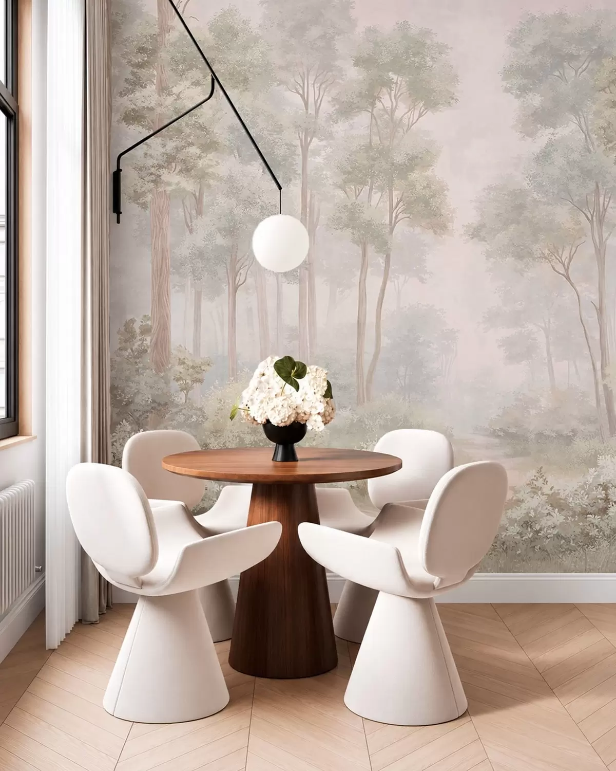 Fototapeedid Pehme pastelltoonides mets koos looklevate radadega w05889