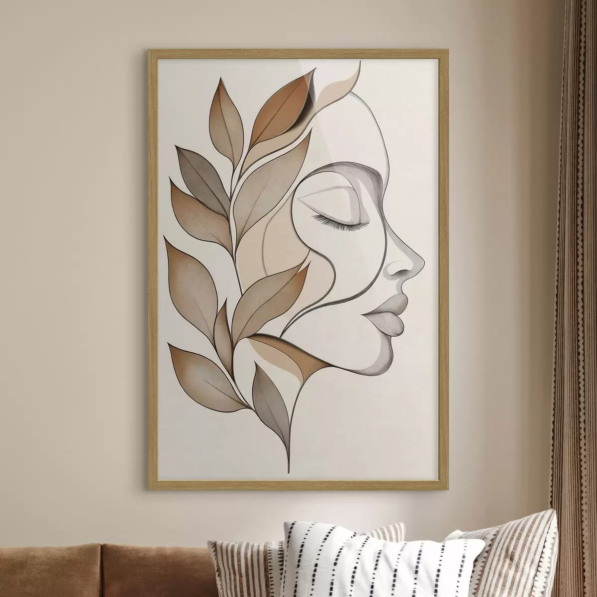 Plakat Naise profiil lehtedega f50997
