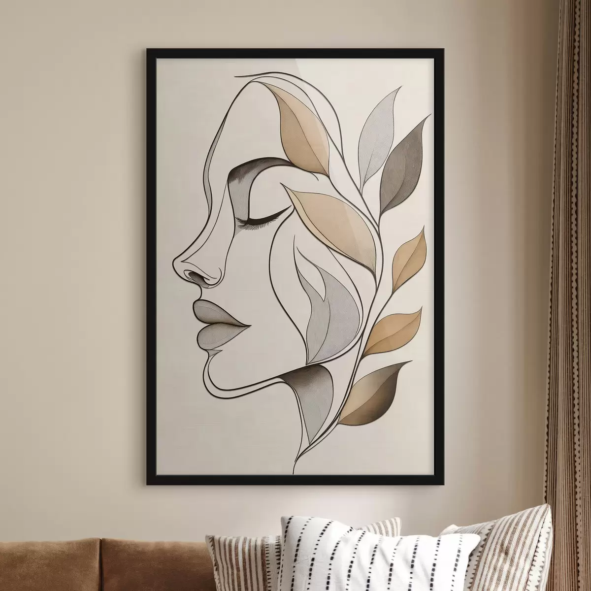 Plakat Naise profiil lehtedega f50998